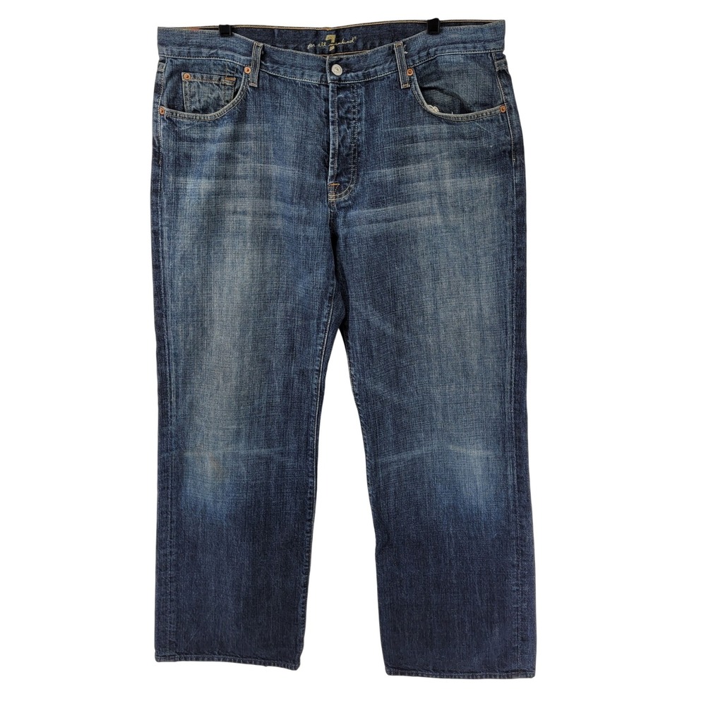 7‎ For All Mankind Relaxed Jeans Mens 40 Blue Button Fly Straight Leg T521061U-0